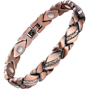 Pure Copper Bracelets for Women, Magnetic Bracelets for Women,Crystal Valentine's Day Jewelry Gift, Sizing Tool