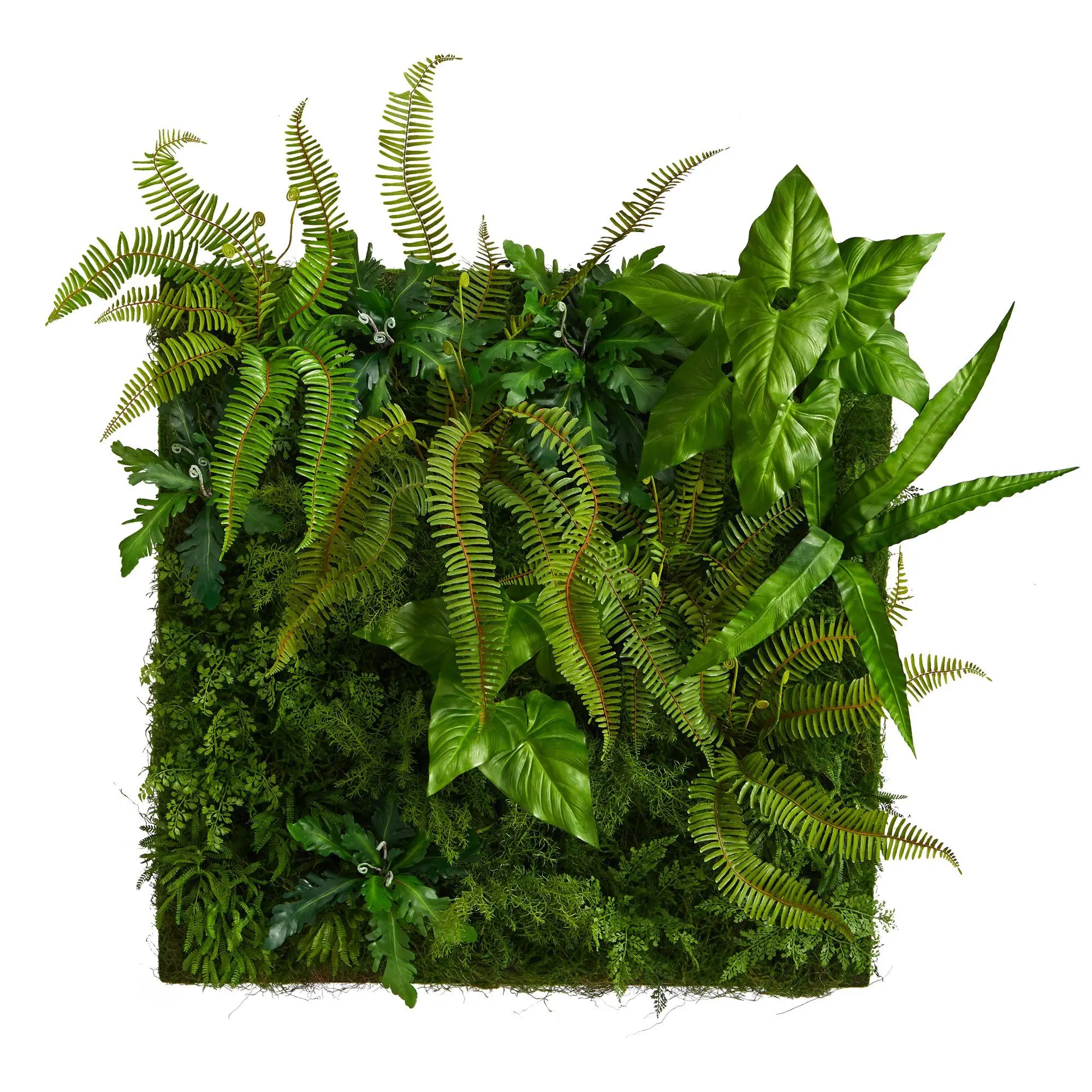 40"x40" Decorative Artificial Moss Living Wall - Synthetic Tropical Green Leaf & Flower Accent, Indoor Plant Decor, Floral Decor for Home Supplies, Indoor Decor