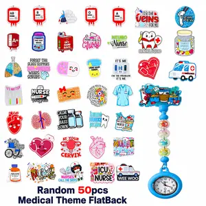 50pcs Medical Theme Flatback Charms - DIY Decoration Beads for Fashion Accessories, Collar Clips, Brooches