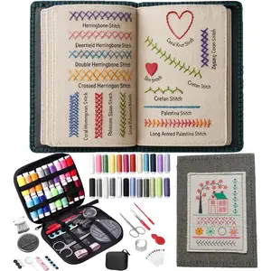 Embroidery Stitch Book Kit, Embroidery Design Set, 106 Patterns with Tools, Hand Sewing Stitches & Tutorials, 86 PCS Beginner Embroidery Kit, Portable All-in-One Hand Embroidery Book for Adults & DIY Craft Lovers