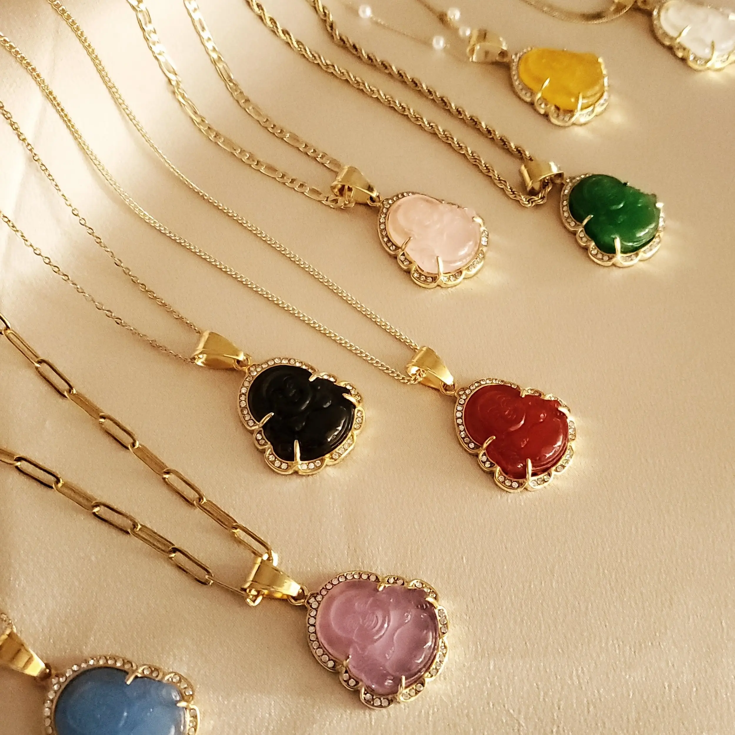 Women's Stainless Steel Buddha Pendant Necklace, Fashion Costume Jewelry Accessory