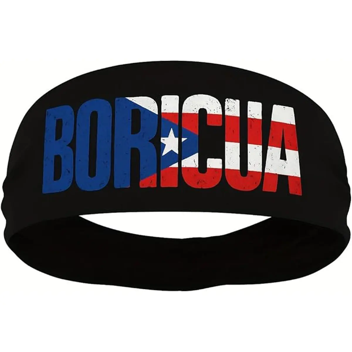 Puerto Rico Flag Headband, Elastic Sports & Festival Hairband, Patriotic Boricua Pride Sweatband Accessory for Men & Women