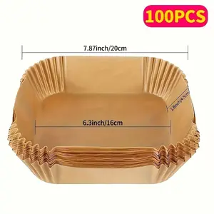 100pcs air fryer liner, non stick paper for baking, grilling, and microwave ovens - easy to clean, single-layer paper for healthier cooking - baking oil paper, comes with 100pcs disposable cling film as a gift