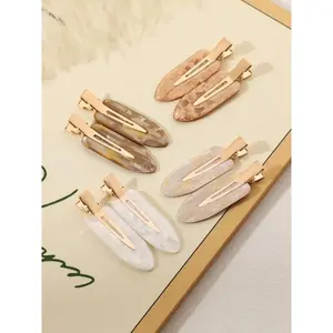 8pcs Invisible Hair Clips for Women, New Front Forehead Small Hairpins, Side Clip Headwear, Cute Patchwork Design, All Seasons, Flat Hair Clips