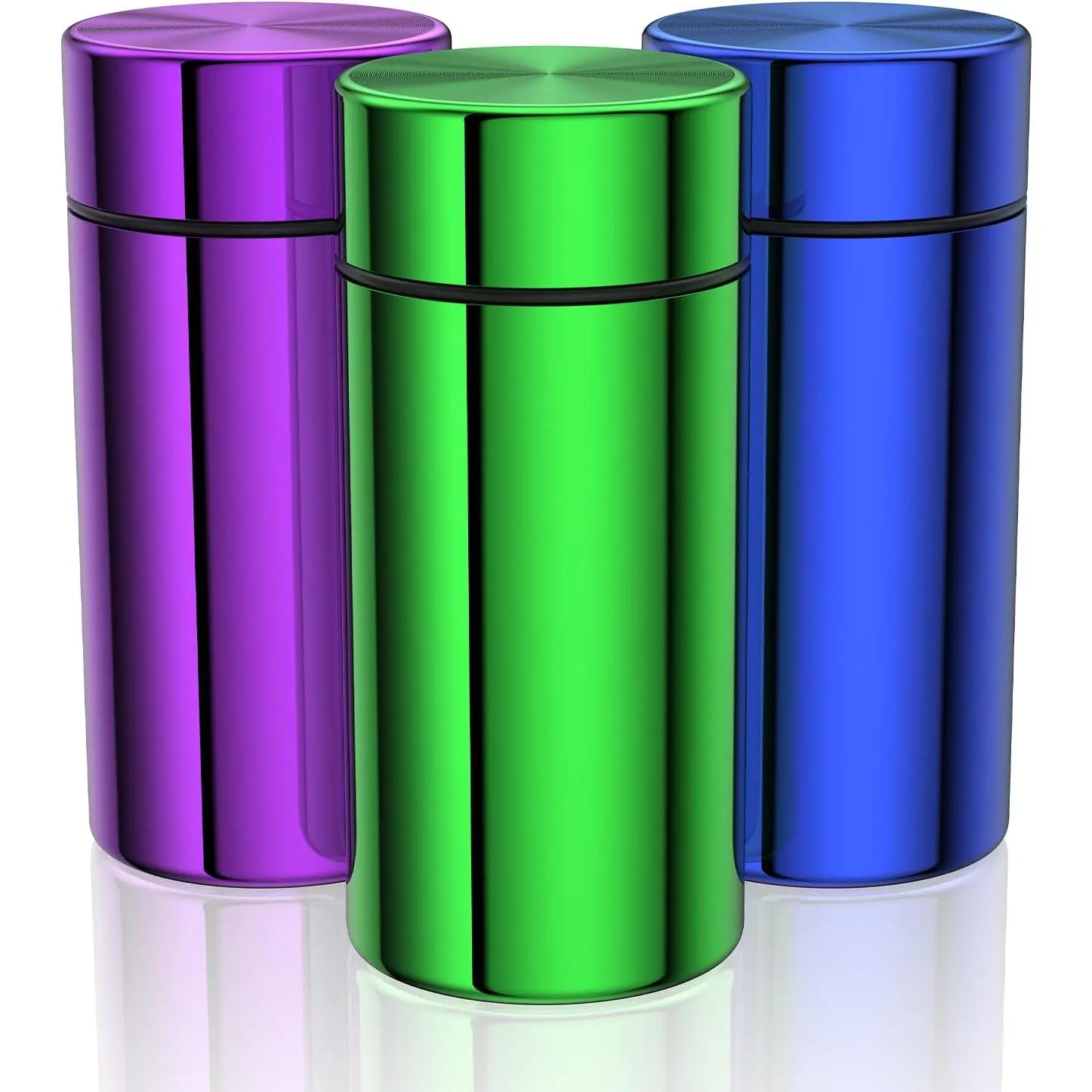 3-Pack Aluminum Tin Storage Jars - Airtight, Smell-Proof, Non-See-Through, Compact Refillable Canister Bottles (Up to 2.9 fl. oz.) for Coffee/Tea On-the-Go Home Organization