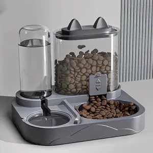 Automatic Cat Feeder and Water Dispenser Set, Gravity Pet Feeding Station with Food Storage Container, No Power Required, Large Capacity Feeding Supplies for Indoor Cats