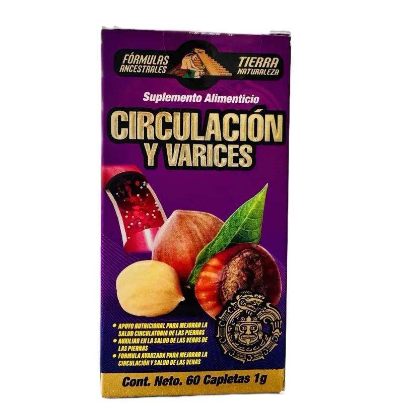 Tierra Naturaleza Suplemento para Circulación y Varices 60 Caps 60 gr Complejo B, Vitamina E, Romero, Castaño de Indias, Dietary Supplement - Edible, Fitness, Healthcare