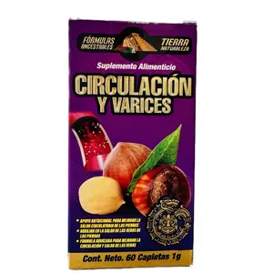 Tierra Naturaleza Suplemento para Circulación y Varices 60 Caps 60 gr Complejo B, Vitamina E, Romero, Castaño de Indias, Dietary Supplement - Edible, Fitness, Healthcare