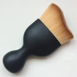 Foundation Powder Brush Kabuki Brush Liquid Cream Makeup Brushes Face Blender Brush S Shaped Multi-function Cosmetics Tools - Brown
