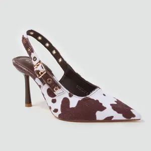 Candes Faux Suede Slingback Stiletto Heels