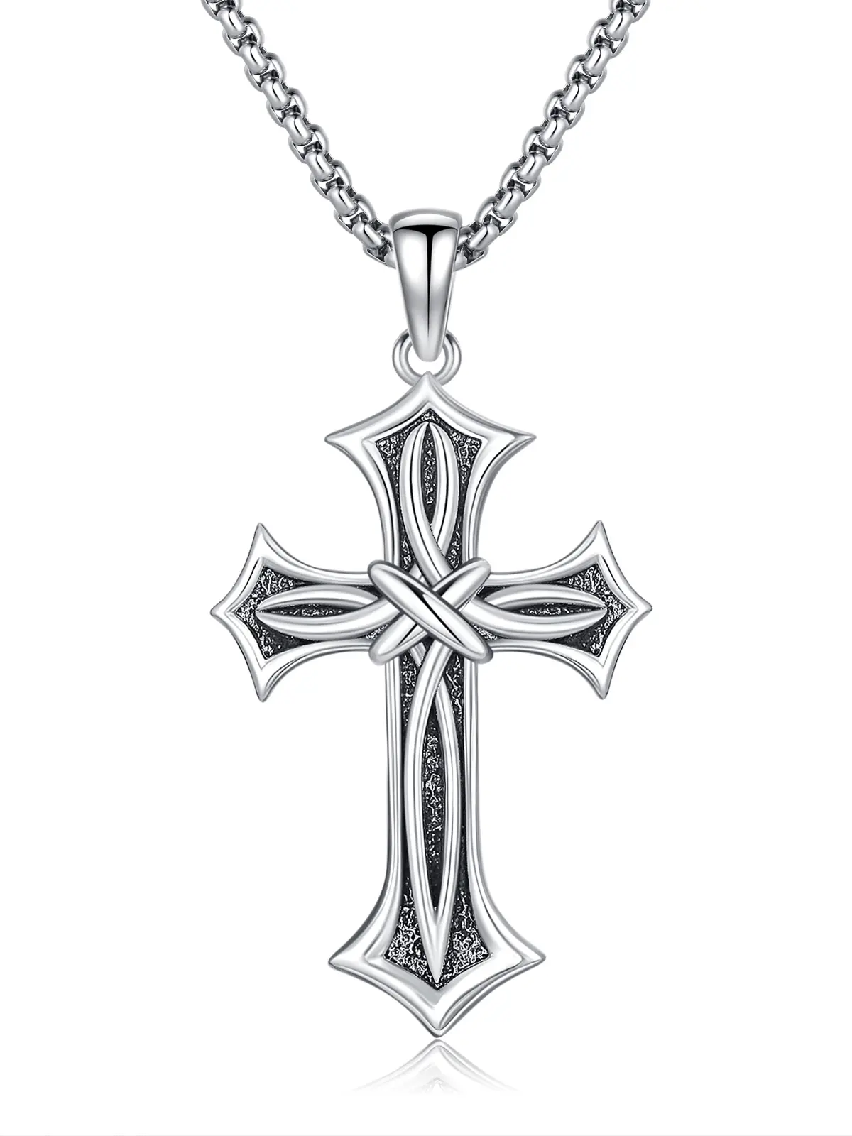 Unisex 925 Sterling Silver Irish Celtic Cross Necklace - 40 x 25.6 mm, Adjustable Nickel-Free Stainless Steel Chain, Faith Jewelry Gift, Casual, Pendant, Polished, Daily Wear