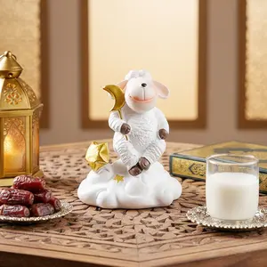 Resin Sheep Sitting on Cloud Ornament, Ramadan Kareem Festival Decoration, Stylish Religious Decor, Modern Style Table or Window Sill Decor, Religious Home Decor, Islamic Home Decor, Religious Ornaments, Religious Decorations, 1pc