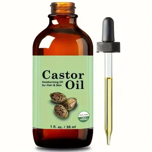 100% Pure Organic Castor Oil for Hair, Skin & Nails | Cold-Pressed & Hexane-Free Natural Moisturizer | Unrefined Scalp Care Oil with Precision Glass Dropper | 60ml (2 fl.oz)