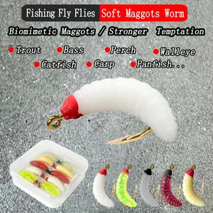 5/10Pcs Fly Fishing Flies Soft Maggots Worm Multicolor Fly Artificial Insect Bait Fly Fishing Dry/Wet Flies Lure for Trout Fishing Lures