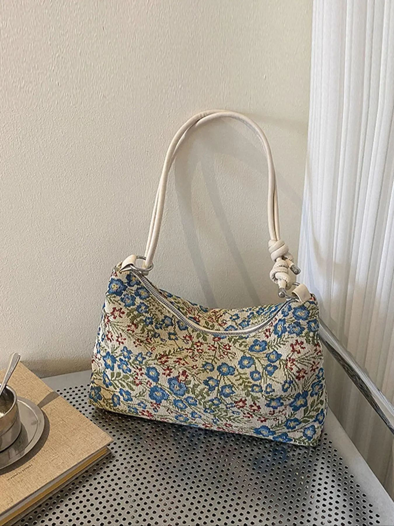 Women's Floral Pattern Shoulder Bag, Fashionable Large Capacity Shoulder Bag for Daily Used, Casual Trendy Versatile High-quality Daily Commuting Bag,