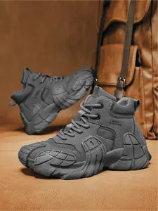 2025 New Men's High-Top Casual Durable Outdoor Hiking Shoes, Outdoor Footwear | Military Style & Street Fashion Fusion, Functional & Stylish, Non-Slip Breathable, Perfect for Daily Wear & Outdoor Adventures - Autumn/Winter Must-Have!