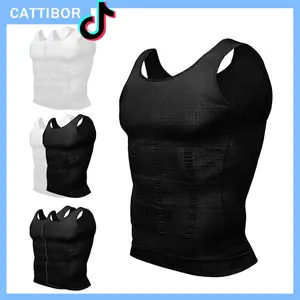 CATTIBOR 1-2 Pack Men Solid Compression Vest Shaping Vest,Men Sleeveless Shirt Shapewear,Men T-Shirt Sport Vest,Men Breathable Round Neck Compression Tank Top Men Shirt For Running Workout Fitness  Basketball,Menswear Underwear For All Seasons,Boy Vests