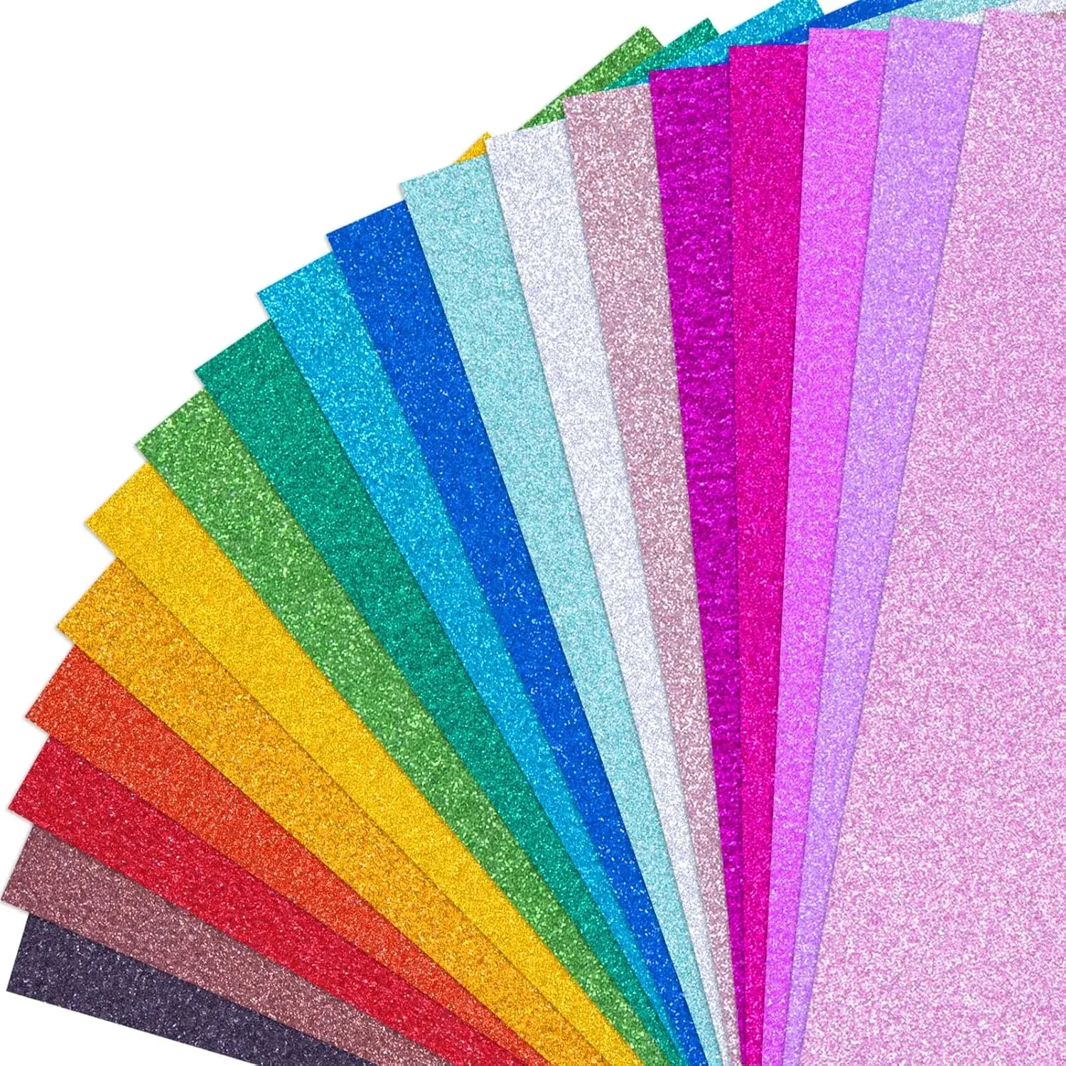 36 Sheets A4 Premium 250GSM Non-Shedding Non-Sticky Glitter Cardstock Paper, 18 Vibrant Rainbow Colors, for Crafts, Mother's Day, Valentine's Day Special Events
