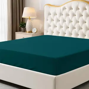 A Adios 40cm Extra Deep Pocket Fitted Sheet Queen King Fully Elastic Microfiber Ultra Soft Breathable Temperature Regulating Teal