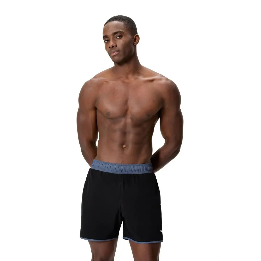 Speedo Men's 5.5" Comfort Liner Swim Trunks, Swimwear Shorts, Zip, Color Block, Elastic Waistband