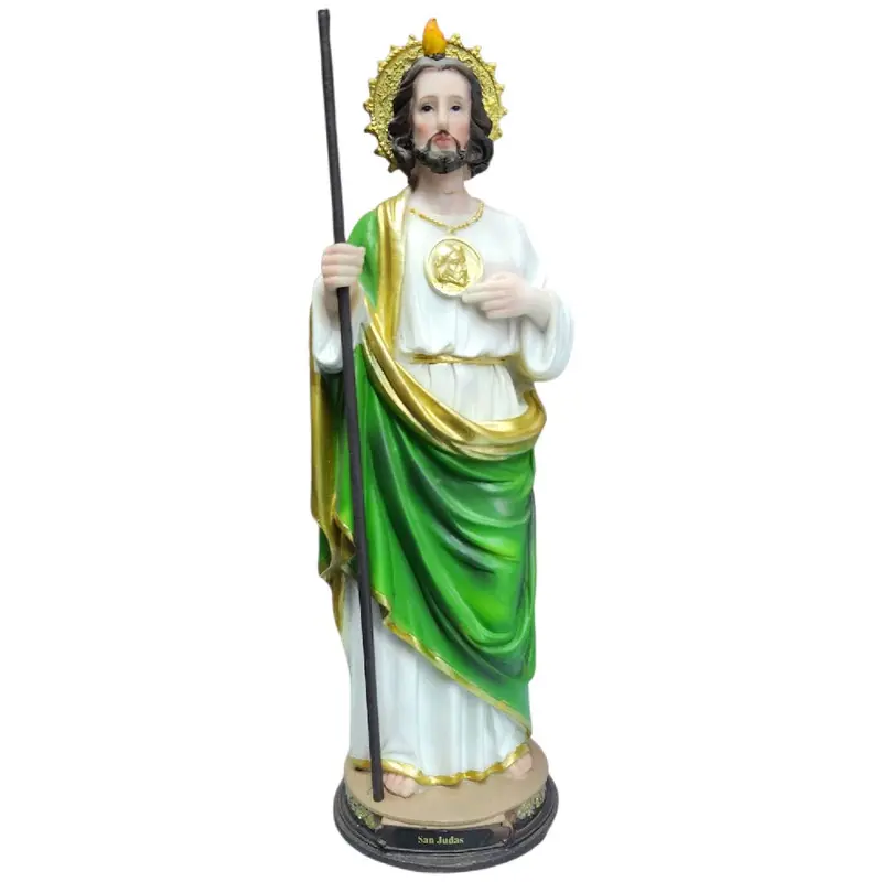 San Judas 12" Inches Tall 20057-12 Classic Estatua - Detailed Figure with Green and Gold Robe Brand New Statue St Jude Thaddeus Patron Saint of the impossible Religious Decor San Juditas