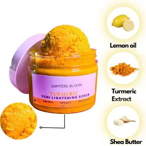 Jupiters Bloom Turmeric Lemon Scrub,Dark Spots,Exfoliating,Skin Brightening,Hyperpigmentation,Ingrown Hair,Discoloration, Fragrance Free Organic Exfoliate Sugar Body Care Lightening Cosmetic Gentle