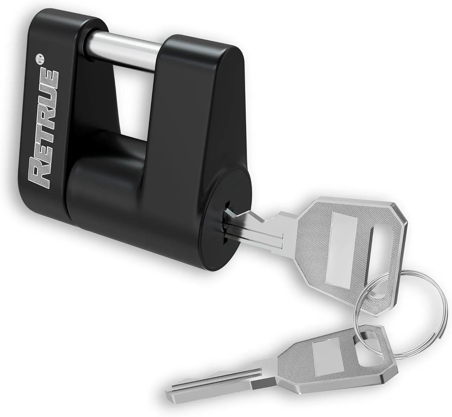 RETRUE Padlock-Style Trailer Tongue Coupler Lock, Durable Corrosion-Proof Zinc Alloy Steel Lock - 1/4 in Dia, 3/4 in Span, 2 Keys, Simple Turn Operation for Tow Boats, RV Motorhomes (Motorhome Parts & Accessories)