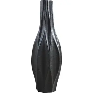 Ceramic Vases Simple Decorative Flower Vase Desktop Flower Vase for Home Office Living Room Wedding Party Dinning Table Decoration Black Size L
