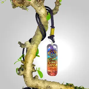 Natural 7 Chakra Orgone Energy Healing Pendulum Pendant Necklace Crystal Adjustable Cord Necklaces Gift For Her Him