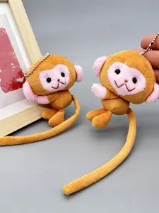 Adorable Plush Toy Trendy Cute Long Tail Monkey Keychain For Bags Fuzzy Accessory Small Gift, Stylish Animal Pattern Design, Perfect for Everyday Use