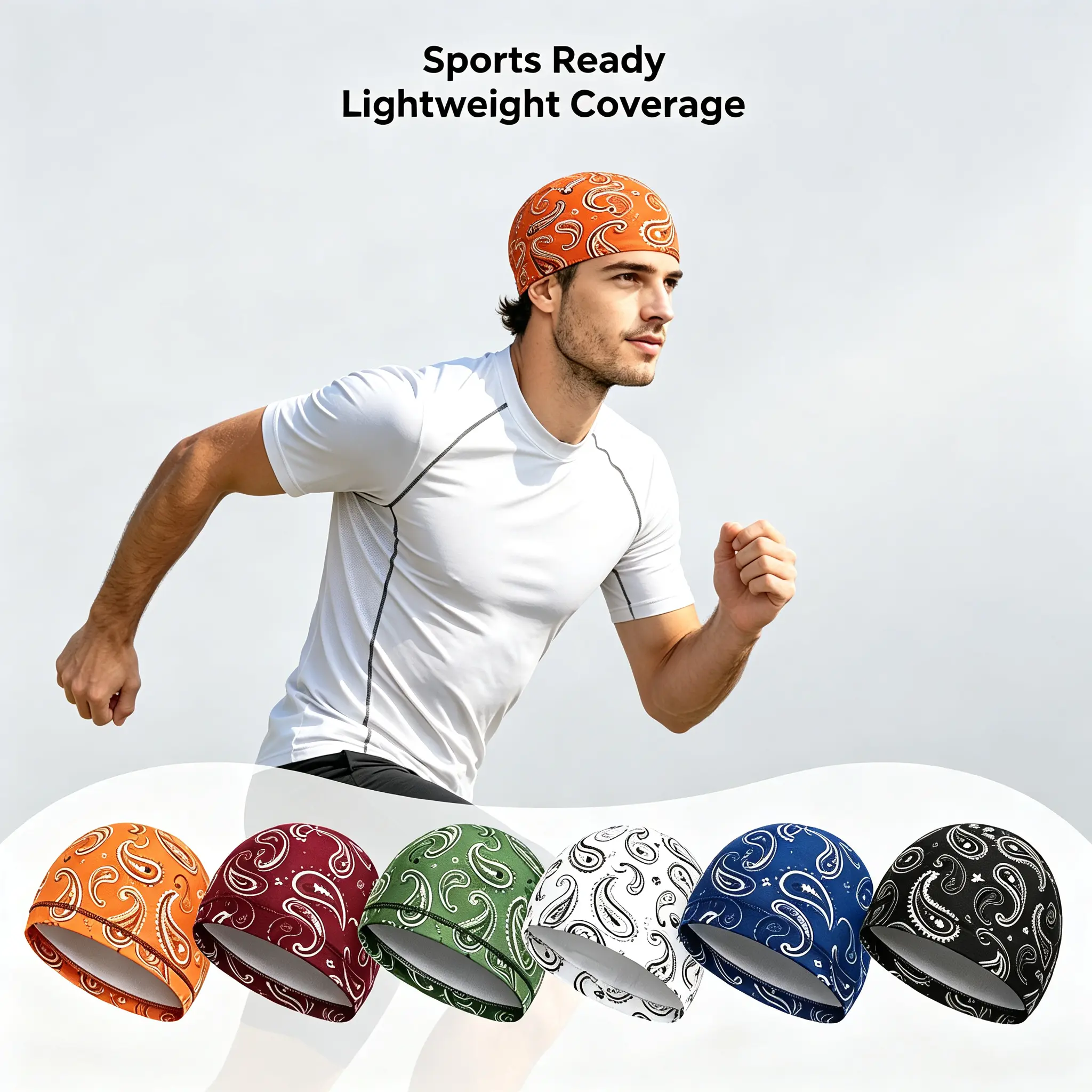 6 Pcs Men Cooling Skull Cap ,Helmet Liner Sweat Wicking Beanie Head Roll Bicycle Cycling Running Hat Sports Hats Sports Outdoor Hat