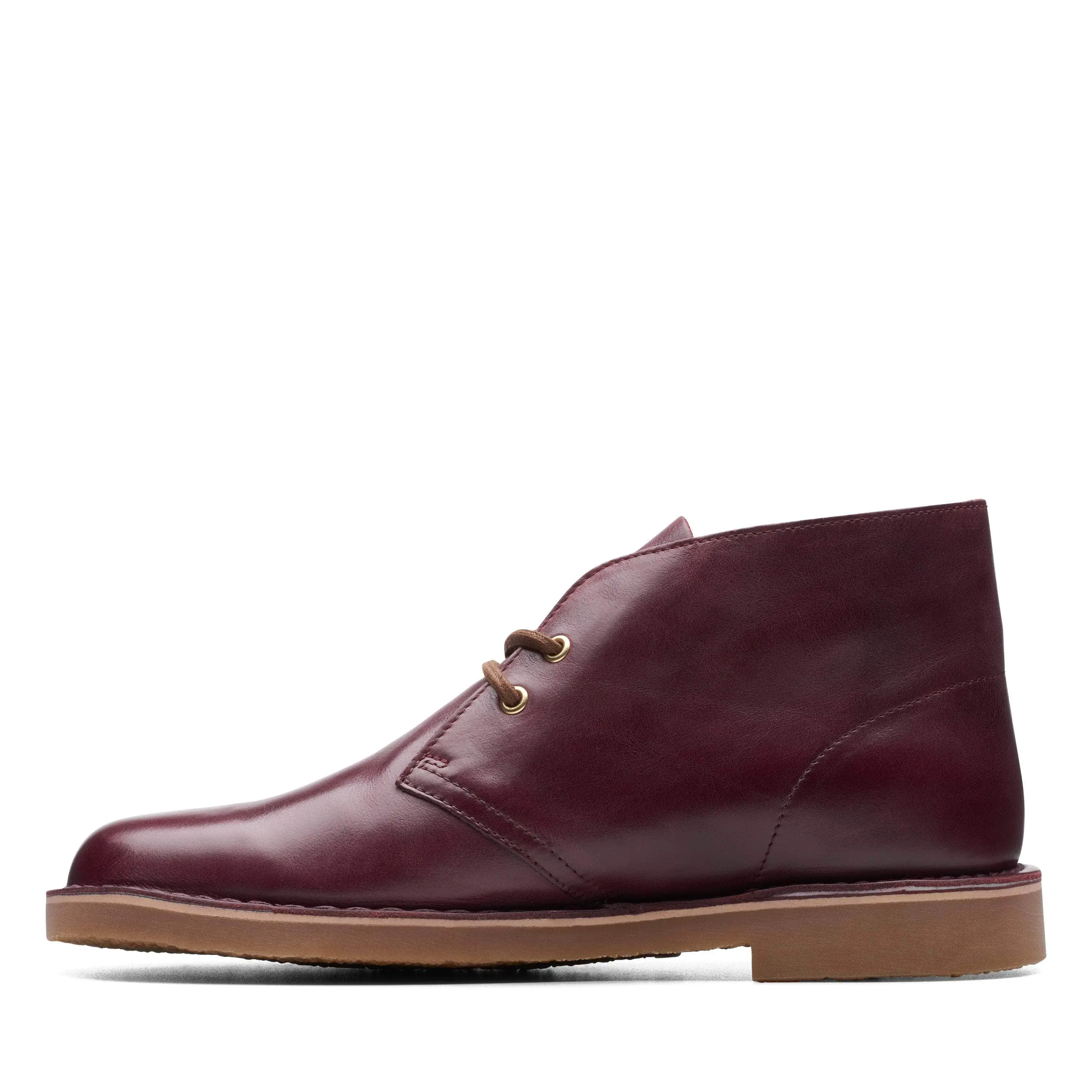 Men's Clarks Bushacre 3 Burgundy Leather Lace-Up Closed Boot - Rubber-Soled Men's Shoe