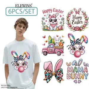 Easter 6 Sheets Gold Foil DTF Transfer, Heat Transfer Vinyl for T-shirts Hoodies Jeans Backpacks Pillows, Washer Safe Iron on Transfer for Men Women