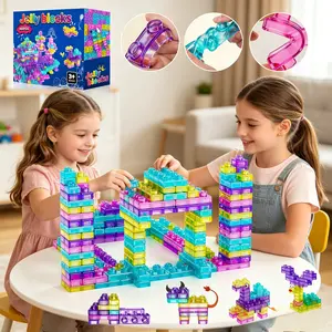 Soft Jelly Creative Building Blocks for Toddlers 3+, 40pcs Non-Toxic Silicone, Sensory Stem Montessori Toy, Squishy Stacking Blocks for Kids