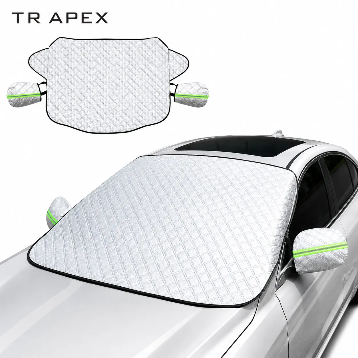 TR APEX Magnetic Windshield Snow Cover (64x48 in) - 4-Layer Car Windshield Ice Frost Protector with Side Mirror Covers, All-Weather Shield for Sedan, SUV