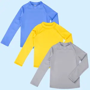 3-Pack Kids Rash Guard Swim Tops – UPF 50+ Long Sleeve Sun Protection for Beach and Surf