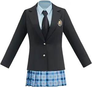 Mia Cosplay Costume School Uniform Women's Blazer Shirt Pleated Skirt Halloween Princess Diaries Outfit
