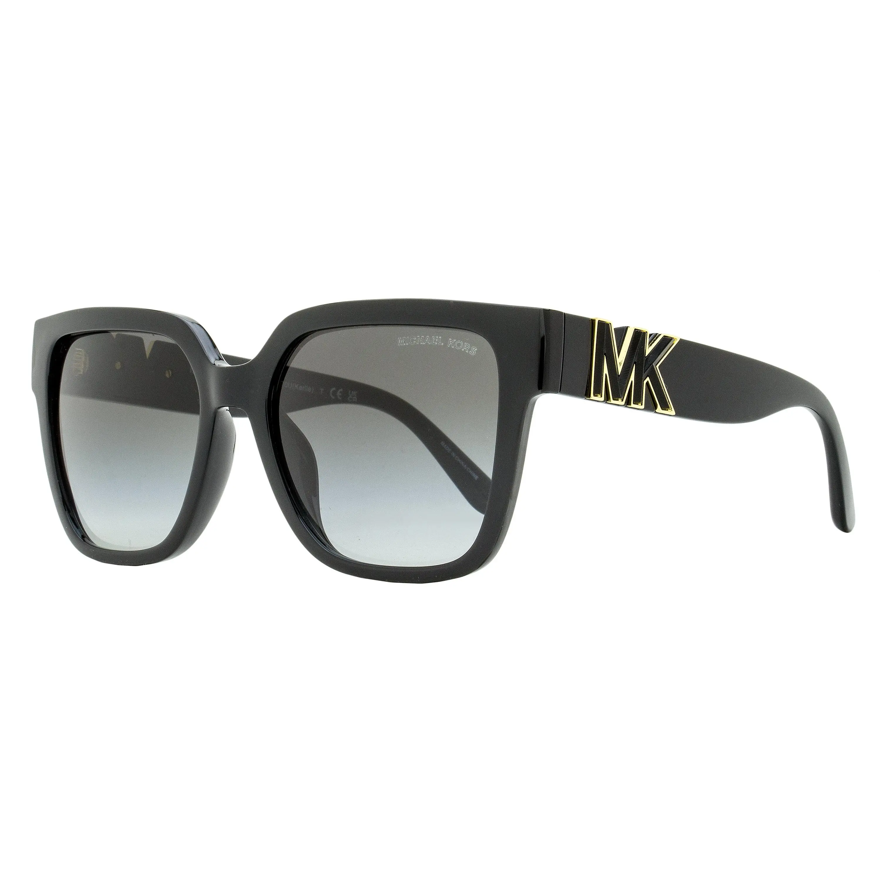 MICHAEL KORS Karlie Womens Sunglasses, Soft Square Plastic Frame in Black with Bold Metal MK Detail, 100% UV Protection - MK2170U, 54mm