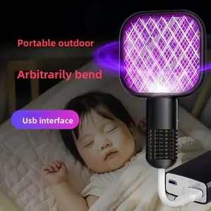 2026 New Mini Portable Electric Fly & Mosquito Swatter • USB Rechargeable • 2-in-1 Mosquito Killer Lamp for Indoor & Outdoor Use