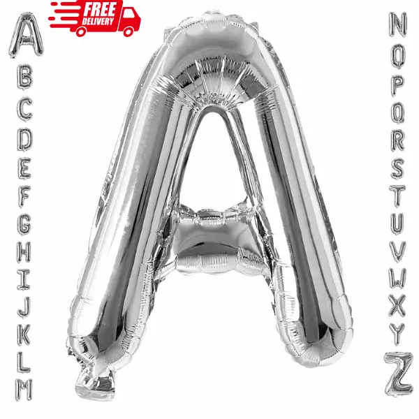 Silver Letter A-Z Mylar Foil Balloon 32 Inch - Helium or Air Filled Metallic Balloons For Birthday, Anniversary, Graduation Party Decorations