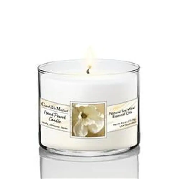 Courtside Market CAN-N304-CIR 9.6 oz Magnolia Bloom Circular Candle Glass, Clear