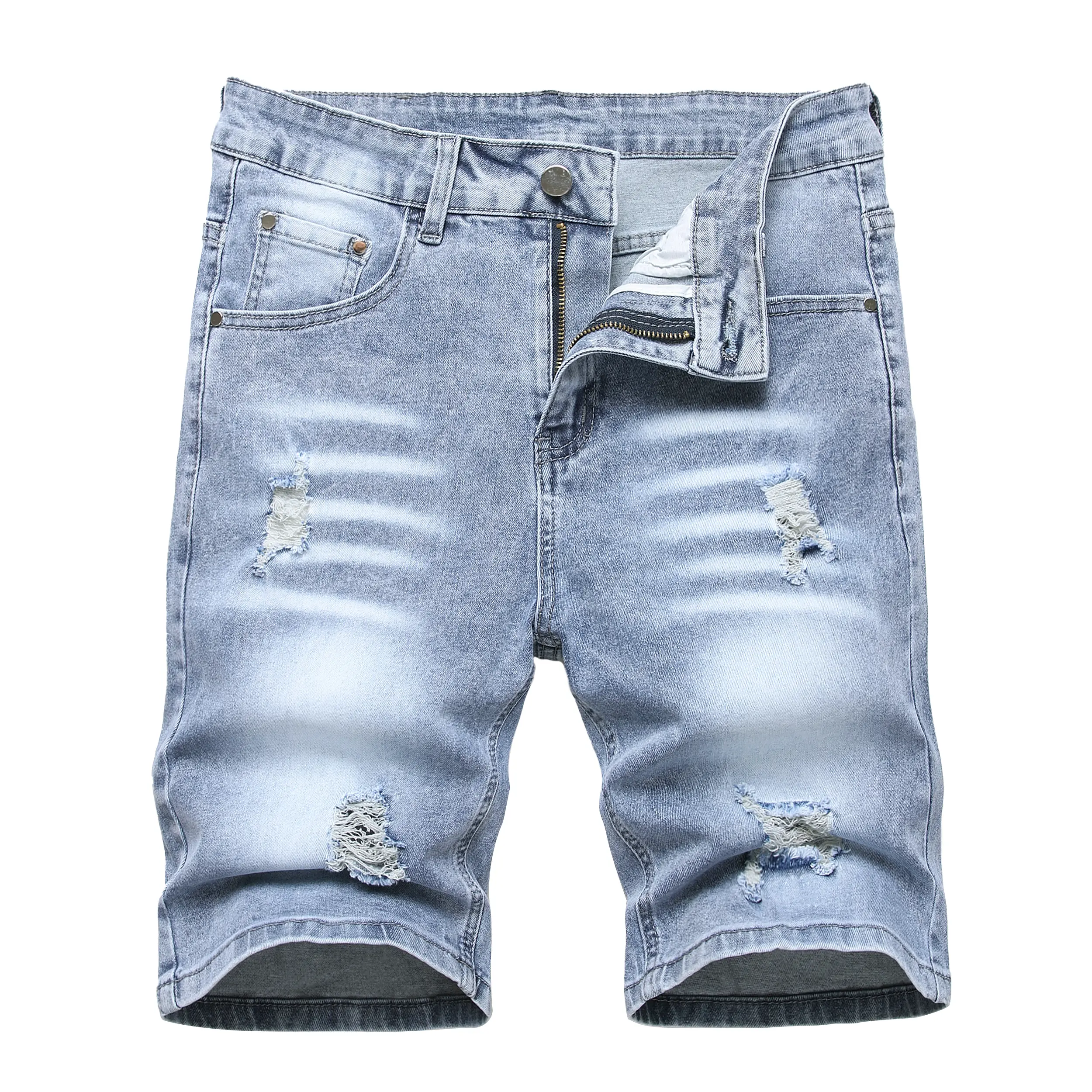 JUNBAOSS Men's Slim Fit Stretch Denim Shorts Ripped Skinny Jean Shorts for Men,Fashion Straight Comfort Flex Waist Short Jean