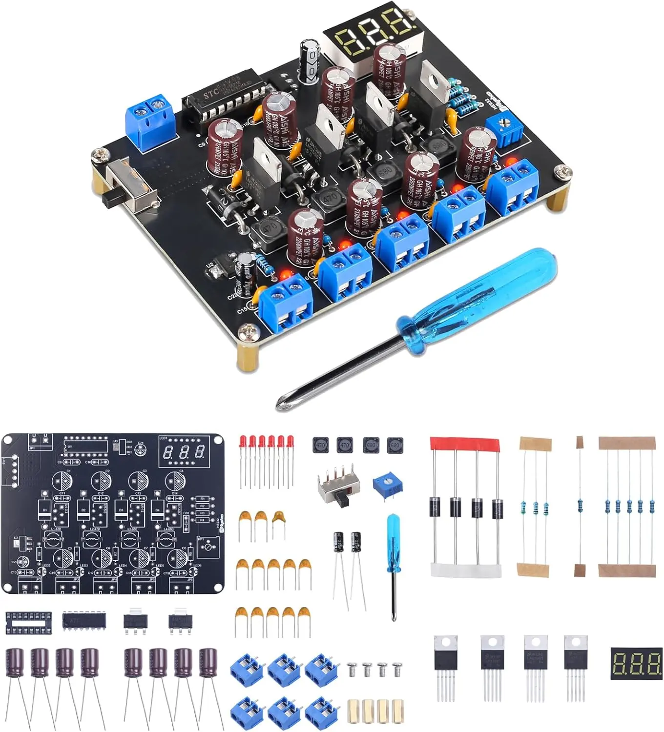 DIY Power Module Soldering Kit, LM2596 Universal 1.5V/3.3V/5V/12V/Adjustable Voltage Output Power Supply Module for Electronic DIY Soldering Practice Experiments and Testing