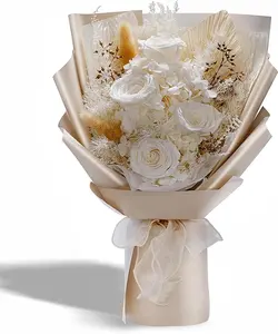 Valentines Day Flowers Gifts for Her, Flowers for Delivery, Preserved Flowers Bouquets, Birthday Gifts for Women, Mothers Day Flowers, Christmas Gifts (White) Decor Artificial Tulips