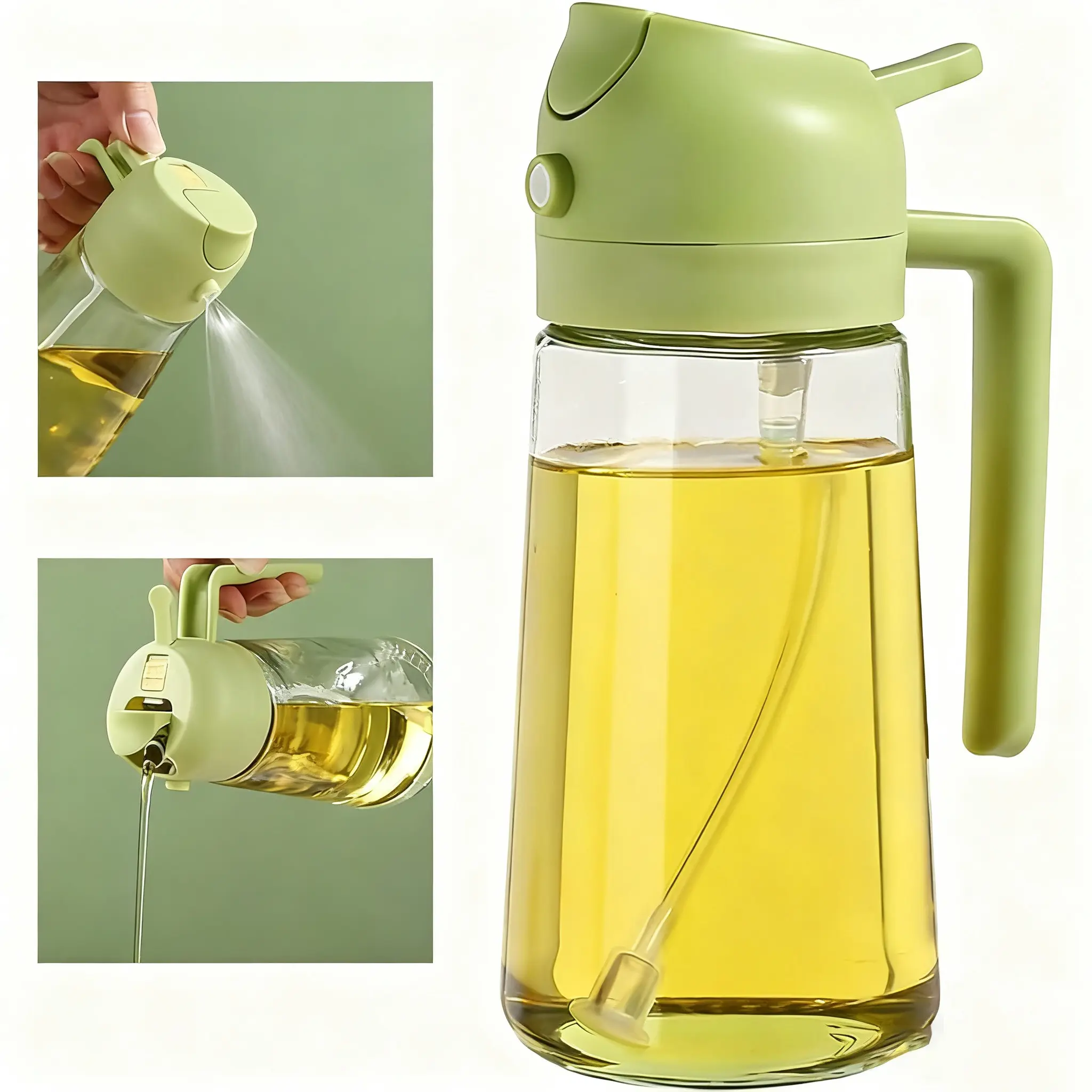 2-in-1 Sprayer and Pour Cooking Oil Sprayer - Sturdy Multifunctional Glass Oil Pourer with Effortless Control for Cookware, Air Fryers, Grill Mist Coat
