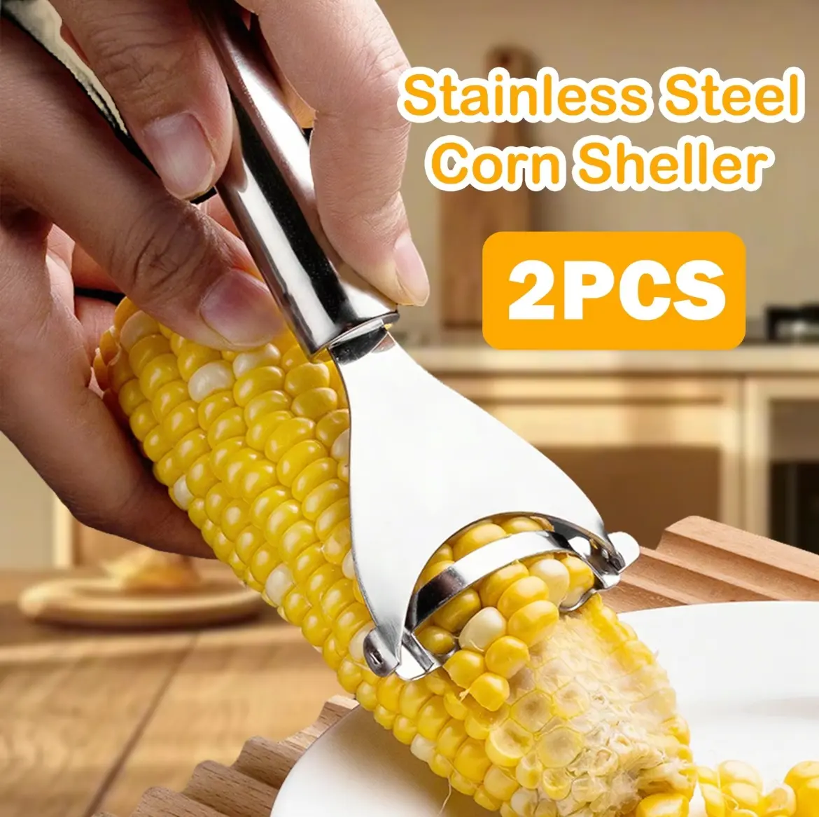 2PCS Corn Peeler, Corn Husker, Stainless Steel Corn Cob Stripper, Household Corn Peeling Tool, Reusable Corn Sheller, Creative Corn Peeling Device, Multifunctional Kitchen Peeler, Corn Cob Peeling Tool, Vegetable Peeler, Kitchen Supplies