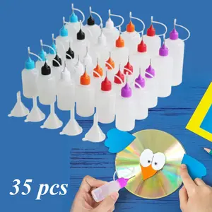 30 Pcs Liquid Storage Bottle Multifunctional Needle Tip Squeeze Dispensing Bottle Precision Bottle Easy To Clean 10ml Precision Tip Applicator for DIY Quilting Crafts with 5 Funnels Suitable for Filling Most Liquids Steel Translucent Organiser Canister su