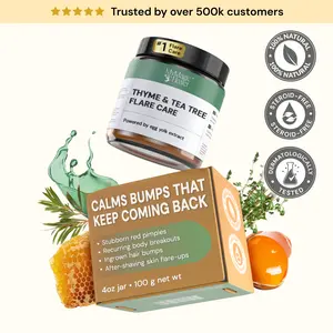 MyMagicHealer Thyme & Tea Tree Flare Care | Recurring Face & Body Breakouts, Razor Bumps, Ingrowns & Bumpy Skin | Calms Red-Looking Irritation