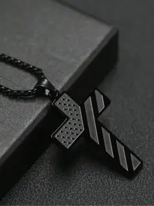 Men's Stainless Steel Cross Pendant Necklace, Cross Chain Design, Fashion Jewelry for Party, Daily Clothing Decor, Trendy All-match & Exquisite Jewelry for Birthday Gift, Cross Necklaces, Fashionable Jewelry
