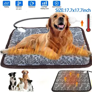 Hinzonek Pet Heating Pad, Heated Cat Dog Bed Mat, Electric Warming Pad Heating Blanket for Cats Dogs Puppies Indoor 17.7Inch, with Anti- Steel Cord, Dual Temperature Dual Control OhhGo